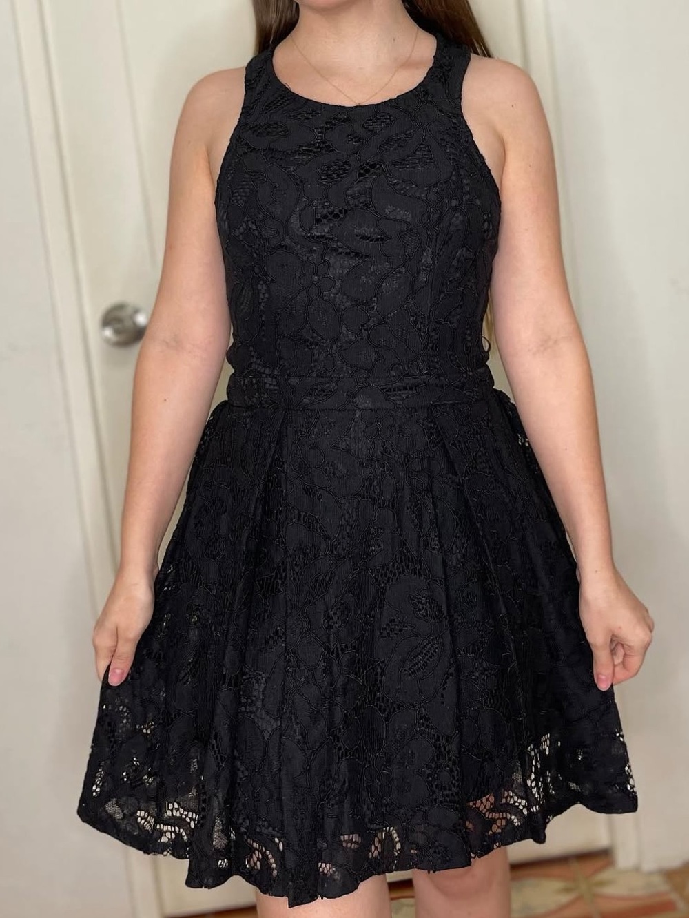 Lulu's Black Lace Sleeveless Fit & Flare Dress